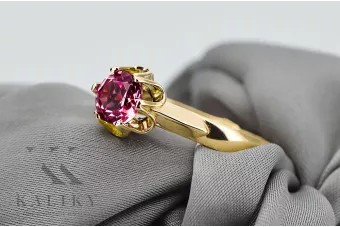 14K Yellow gold Ruby Ring Vintage style vrc122y